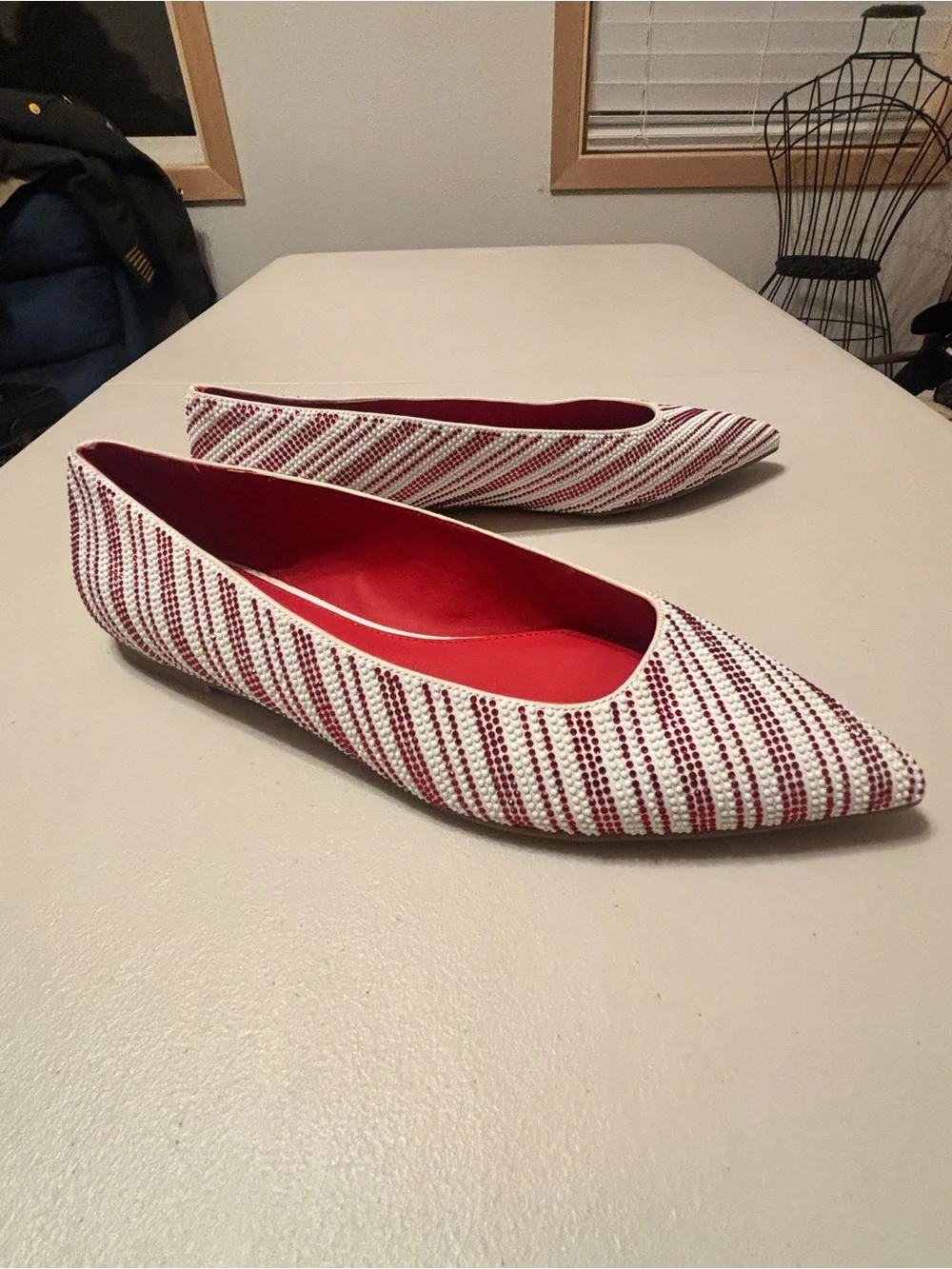 Katy Perry Collections Hollie Red & White Striped Pointed Toe Ballet Flats 11